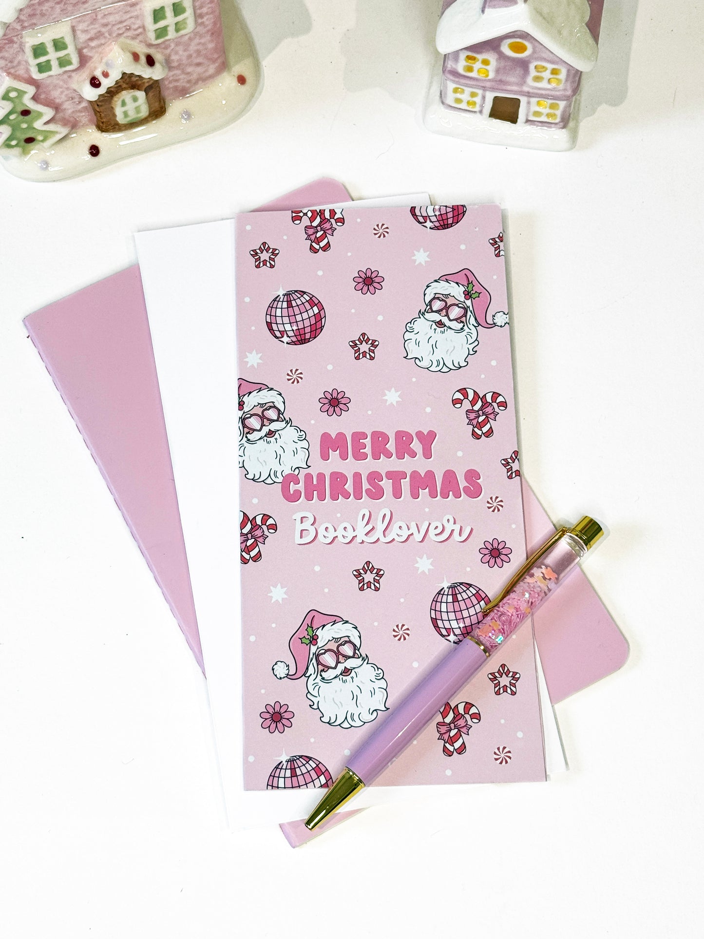 Merry Christmas Book Lover Card with FREE bookmark inside