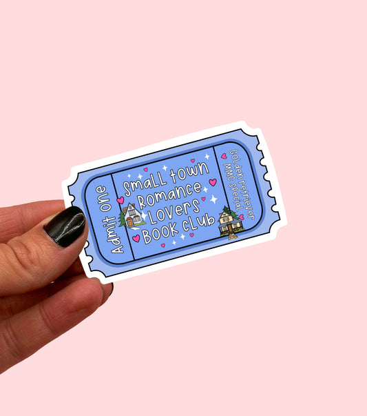 Small town romance lovers book club Ticket Sticker