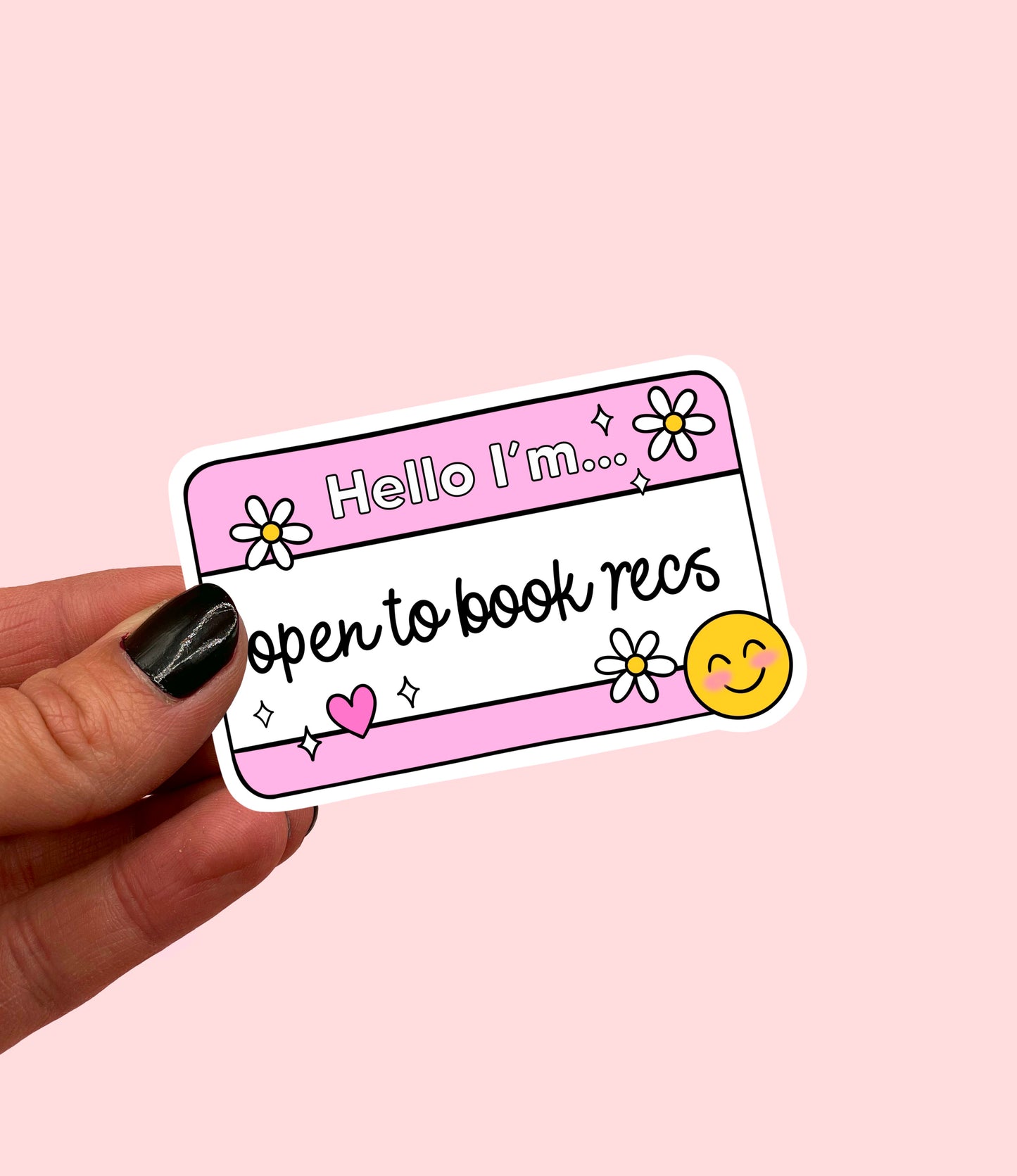 Open to book recs sticker