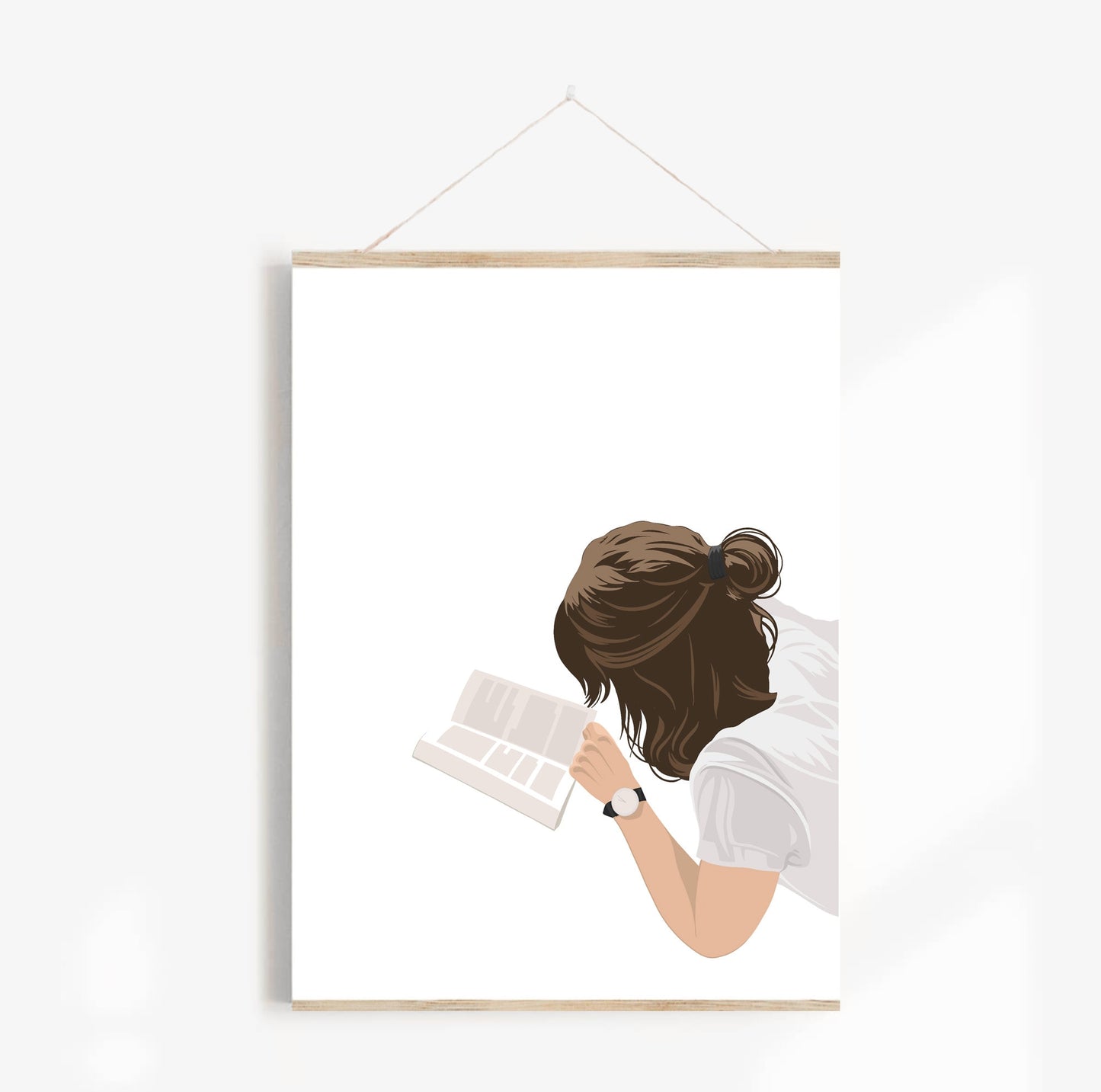 Girl reading book wall art