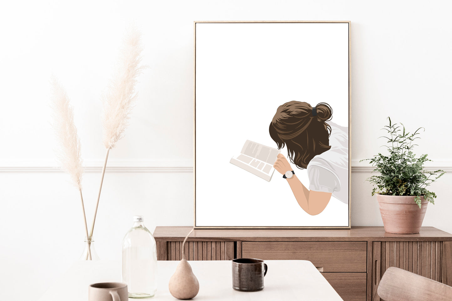 Girl reading book wall art