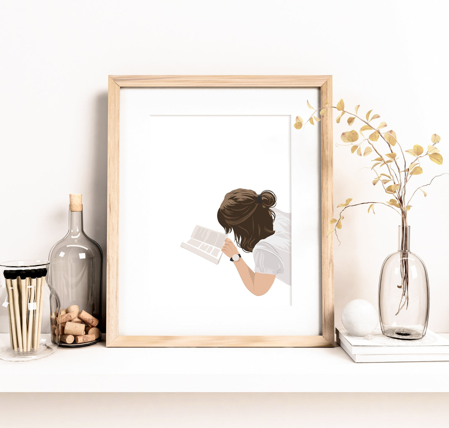 Girl reading book wall art