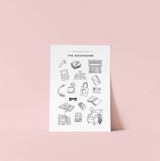 Bookworm favourite things print