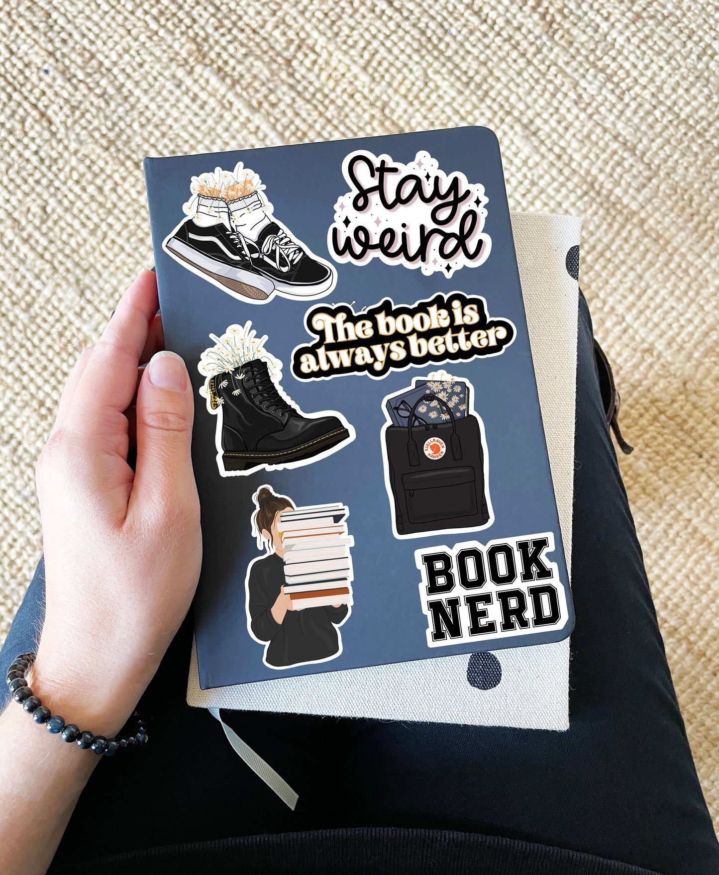 Book Backpack and Daisies sticker