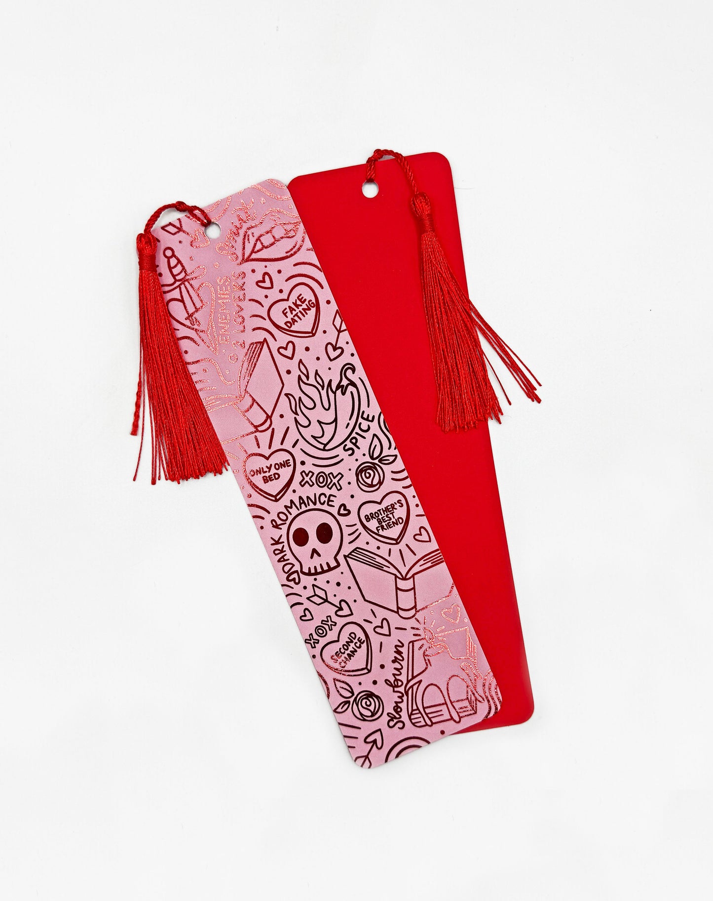 Romance book lover red foiled bookmark